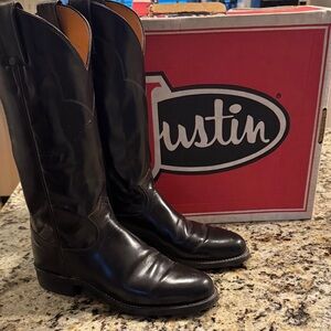 Justin Boots Sleek Black Western Tall Boots